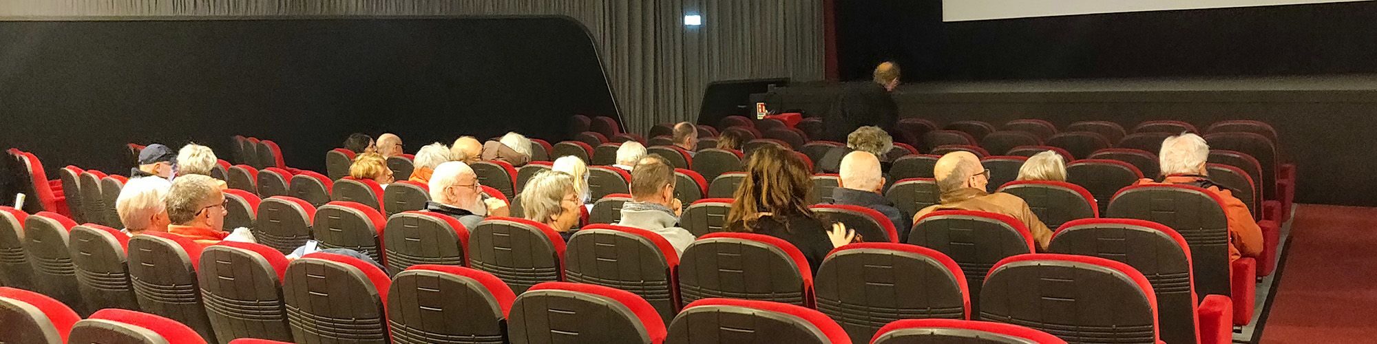 Des gens assis dans la salle du cinéma le Goyen.